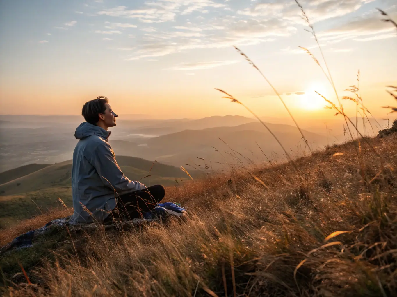 A serene image of a person meditating in a peaceful natural setting, representing the meditation skills taught at IIPS.